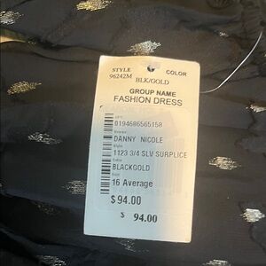 Maison Tara Black Dress with Gold Metallic Accents